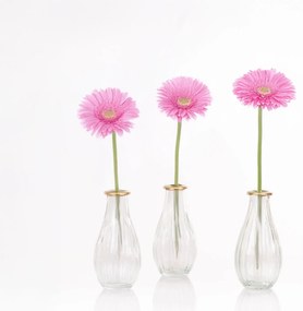 Zestaw 3 szklanych wazoników na jeden kwiat, 14 cm