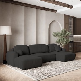 Masseno Narożnik SAVONA z funkcją spania i pojemnikiem na pościel Narozniki U, Rozkładana sofa - Czarny, POSO 135