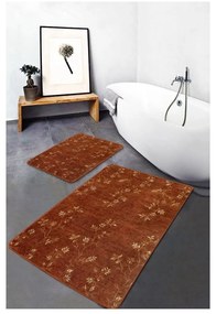 Brązowe aksamitne dywaniki łazienkowe zestaw 2 szt. 60x100 cm – Mila Home