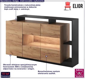 Komoda dąb craft złoty + antracyt - Santalo 3X