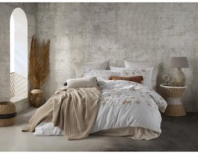 Biała pościel jednoosobowa z satyny bawełnianej 140x200 cm Ivory Garden Floral – Mila Home Luxury