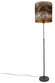 Lampa stojąca czarna klosz w leoparda 40 cm - Parte klasyczny/Antyczny Oswietlenie wewnetrzne