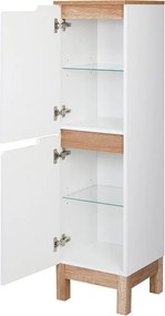 Biały Zestaw Mebli Łazienkowych 60cm Szafka z Umywalką Słupek na Mopa Półsłupek Spek