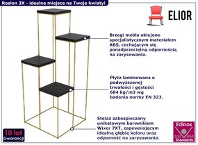 Stojak na kwiaty w stylu glamour złoty + czarny - Roslon 3X