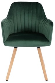 Krzesło z podłokietnikami - Welur i Metal o wyglądzie drewna - Ciemnozielone - ELEANA