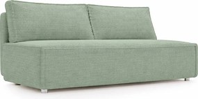 Sofa z funkcją spania i pojemnikiem DUO, tkanina sztruksowa Poso, Jasnozielony