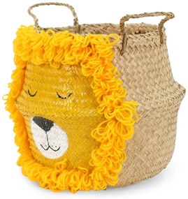 Żółto-naturalny kolorze dziecięcy kosz na zabawki z trawy morskiej ø 30x28 cm Lion – Compactor