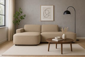 Narożnik modułowy CURSAL G lewostronny 271×166×73 cm – beżowy Raven 30, zaokrąglone leżanki, wolnostojący