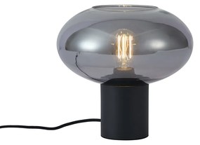 Designerska lampa stołowa czarna z przydymionym szkłem - Umbrella