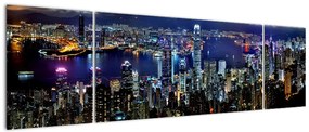 Obraz drapaczy chmur w nocy (170x50 cm)