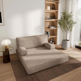 Masseno Sofa piankowa LADIA z funkcją spania, Kanapa z pianki do salonu, Bezmontażowa, Tkanina sztruksowa – Beżowy POSO 02