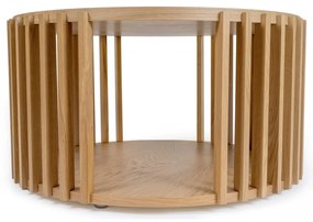 Stolik z drewna dębowego Woodman Drum, ø 83 cm