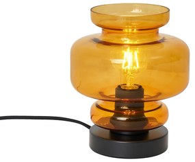 Lampa stołowa retro czarna z pomarańczowym szkłem - Denise