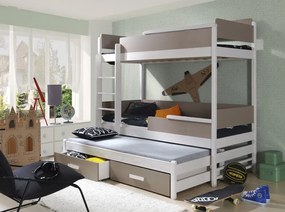 Łóżko piętrowe ZALA 180x80 białe/truflowe MEBLOBED