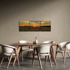Obraz - Wiejskie bale (z zegarem) (90x30 cm)