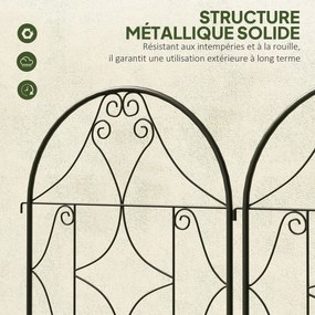 Outsunny Pergola Metalowa 2 szt. Wkopywana, Antykorozyjne Wsparcie dla Roślin Pnących 50x150 cm, Czarna