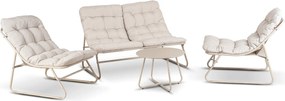 Zestaw mebli ogrodowych dla 4 osób Nivo 041 - sofa, fotele, stolik, kolor beżowy
