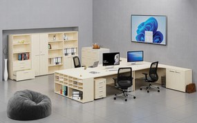 Szafa biurowa z drzwiami niskimi PRIMO WOOD, 800 x 500 x 1781 mm, brzoza