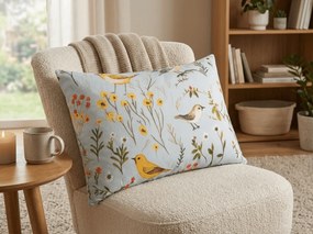 Poszewka na poduszkę z mikrofibry SPRING BIRDS 50x70 cm, kolorowy
