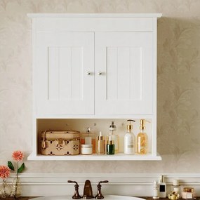Szafka łazienkowa wisząca biała 2-drzwiowa skandynawski ścienna półki loft