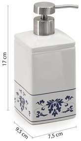 GEDY CX8189 Cixi dozownik mydła stojący, porcelana, biały/niebieski