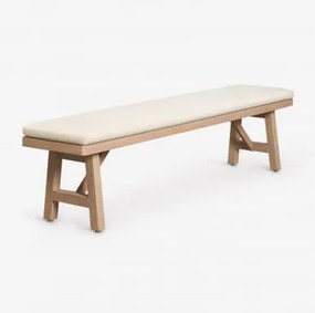Ławka 190 Cm Z Drewna Akacjowego Dubai Rustykalny Brąz Akacjowy & Tkaniny Gardenia Biel - Sklum