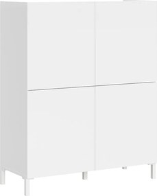 Wysoka komoda 4-drzwiowa Solaria 90x35x110 cm, biały połysk
