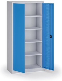 Szafa warsztatowa, 4 półki, 1950 × 950 × 500 mm, niebieskie drzwi