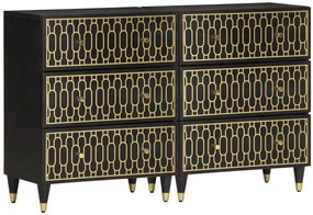 Czarna drewniana komoda z szufladami retro - Rebex 13X