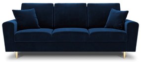 Niebieska aksamitna rozkładana/ze schowkiem sofa 235 cm Kyoto – Cosmopolitan Design