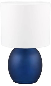 Biało-niebieska lampa stołowa z tekstylnym kloszem (wys. 29 cm) Vela – Trio
