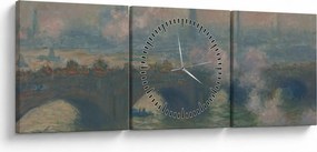 Obraz - Claude Monet, Waterloo Bridge, Gray Day, reprodukcje (z zegarem) (90x30 cm)