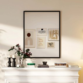 HOMCOM Lustro ścienne, 70 x 90 cm, dekoracyjne lustro wiszące, łatwy montaż, w zestawie śruby | Aosom PL