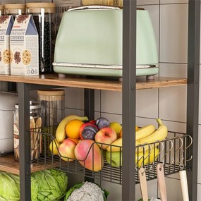 Kuchenne regały w stylu industrialnym retro 80x95x35 cm – ciemnobrązowe, metalowa rama