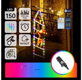 Aigostar - LED RGBICW Zewnętrzne oświetlenie świąteczne 150 diod LED / 230 V, 3 m, IP44 + pilot
