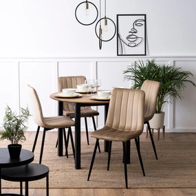 Stół Okrągły TEO 100 cm Dąb Złoty/Czarny do Jadalni Salonu Nowoczesny Loft