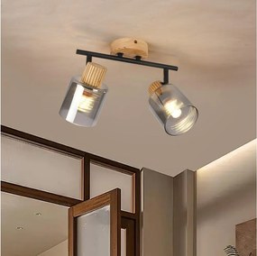 Brilagi - Oprawa punktowa HYGGE 2xE14/15W/230V drewno/przydymione