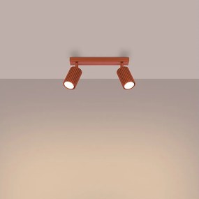 Lampa sufitowa minimalistyczny Gloow, aluminium - 2 źródło światła 3000K - L.30 x H.16.5 cm - ochra czerwona