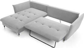 Narożnik GLAM Lewostronny z funkcją spania, zestaw z poduszkami wolnostojący tkanina RIVIERA 80 Jasny szary DOMO HOME