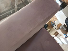 Promocja Różowa rozkładana sofa narożna ZENA, dwustronna druga jakość