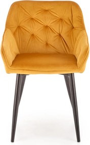 Aksamitny fotel do jadalni z podłokietnikami K487