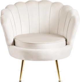 Fotel Wypoczynkowy do Salonu ANGEL Kremowy Muszelka Welurowy Nowoczesny