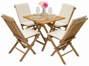 Zestaw ogrodowy z drewna tekowego FOXI BALKON II. 1 + 4 (poduszki GRATIS)