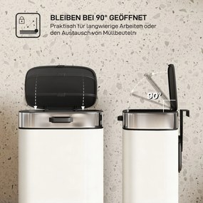 HOMCOM 5 l kosz na śmieci, ustawiany wolnostojąco lub zawieszany, stal nierdzewna, kremowo-biały