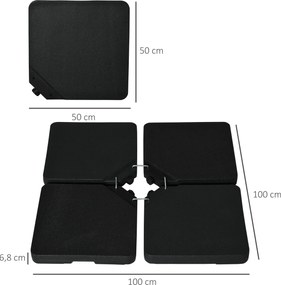 Outsunny Podstawa do parasola 4-częściowa, napełniana piaskiem/wodą do 60/70 kg | Aosom PL