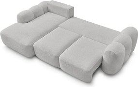 Jasnoszary rozkładany/ze schowkiem narożnik z materiału bouclé (lewostronny/z szezlongiem) Montaigne – Bobochic Paris