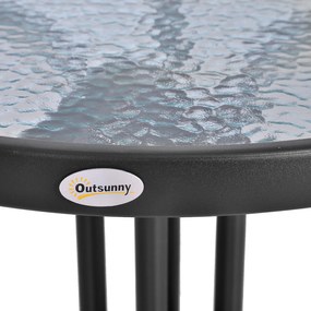 Outsunny Stół Ogrodowy Balkonowy Bistro Metalowy z Szybą Bezpieczną Okrągły 60cm Wysokość 70cm | Aosom PL
