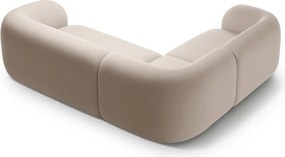 Beżowy aksamitny narożnik (lewostronny/w kształcie litery L) Kate – Micadoni