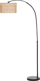 HOMCOM Lampa stojąca z abażurem z liny konopnej, regulowana wysokość, wyłącznik nożny, metal, czarna