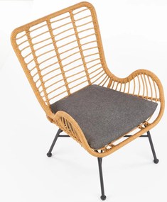 Krzesło rattanowe z poduszką i podłokietnikami Ikaro